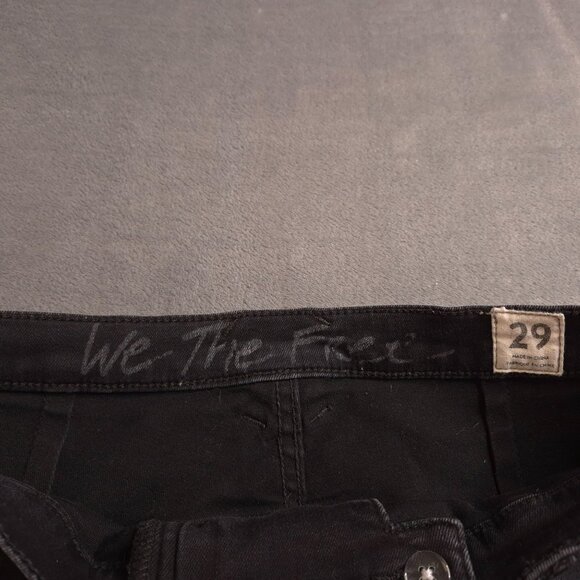 We The Free Womens Lace-Up Boot Cut Jeans 29 Mid Rise Black Denim Stretch - Picture 7 of 8